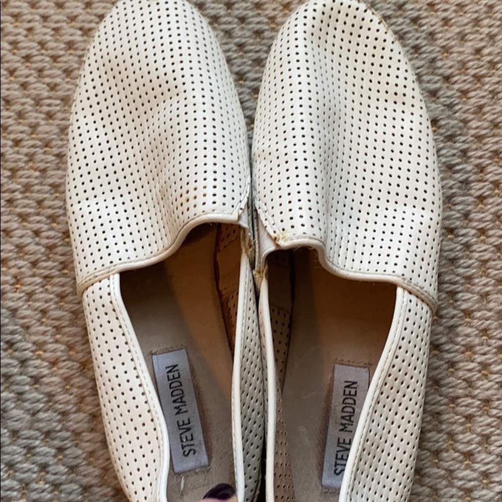 White espadrille slip ons